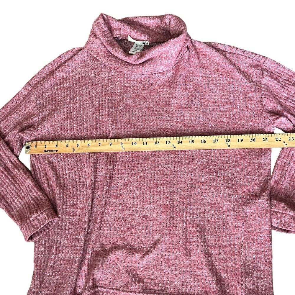 Everleigh‎ Sweater Women’s Size XS Cowl Neck Tunic Top Mauve Long Sleeve Waffle - Picture 9 of 9